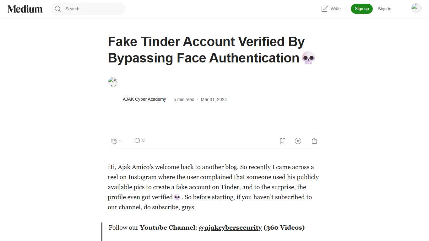 Fake Tinder Account Verified By Bypassing Face Authentication💀 by AJAK Cyber Academy Medium